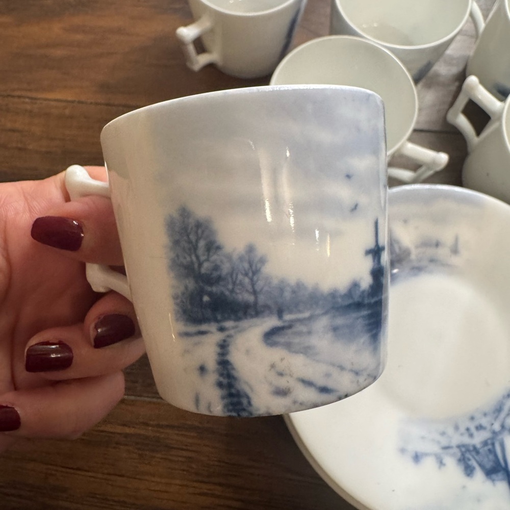 Vintage England Porcelain Demitasse Cup & Saucer Set Blue  Holland C & Co - Picture 3 of 4